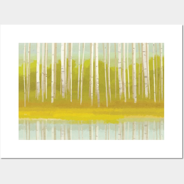 Birch Trees by Water Wall Art by CoryFreemanDesign